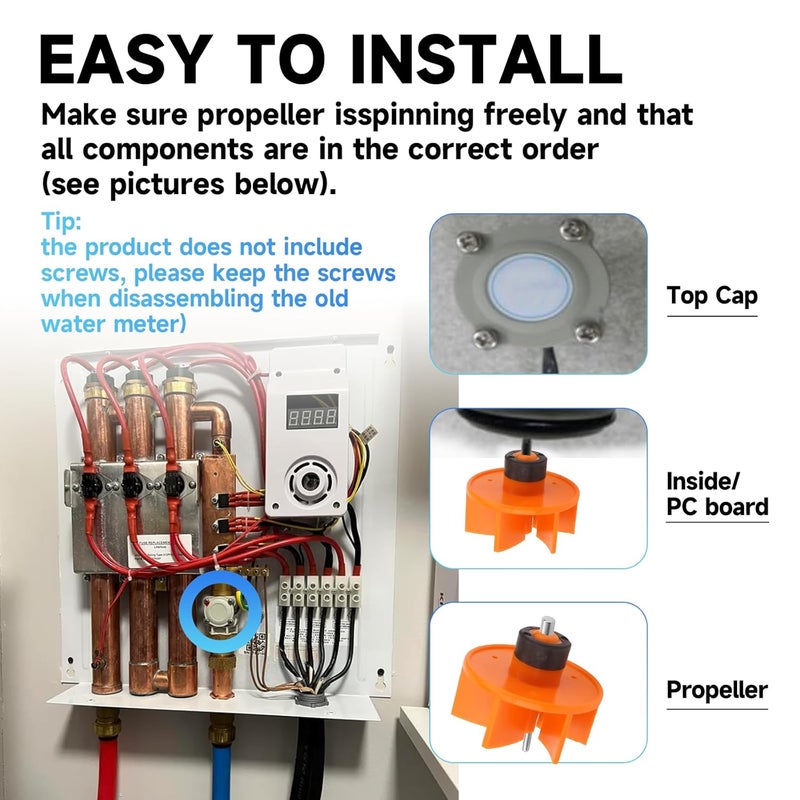 Dimakung FSA NFSML Flow Sensor Assembly for EcoSmart Eco 8 & 11 Electric Tankless Water Heaters, Water Flow Meter Replacement for Eco Smart Water Heating Accessories Part - Image 5